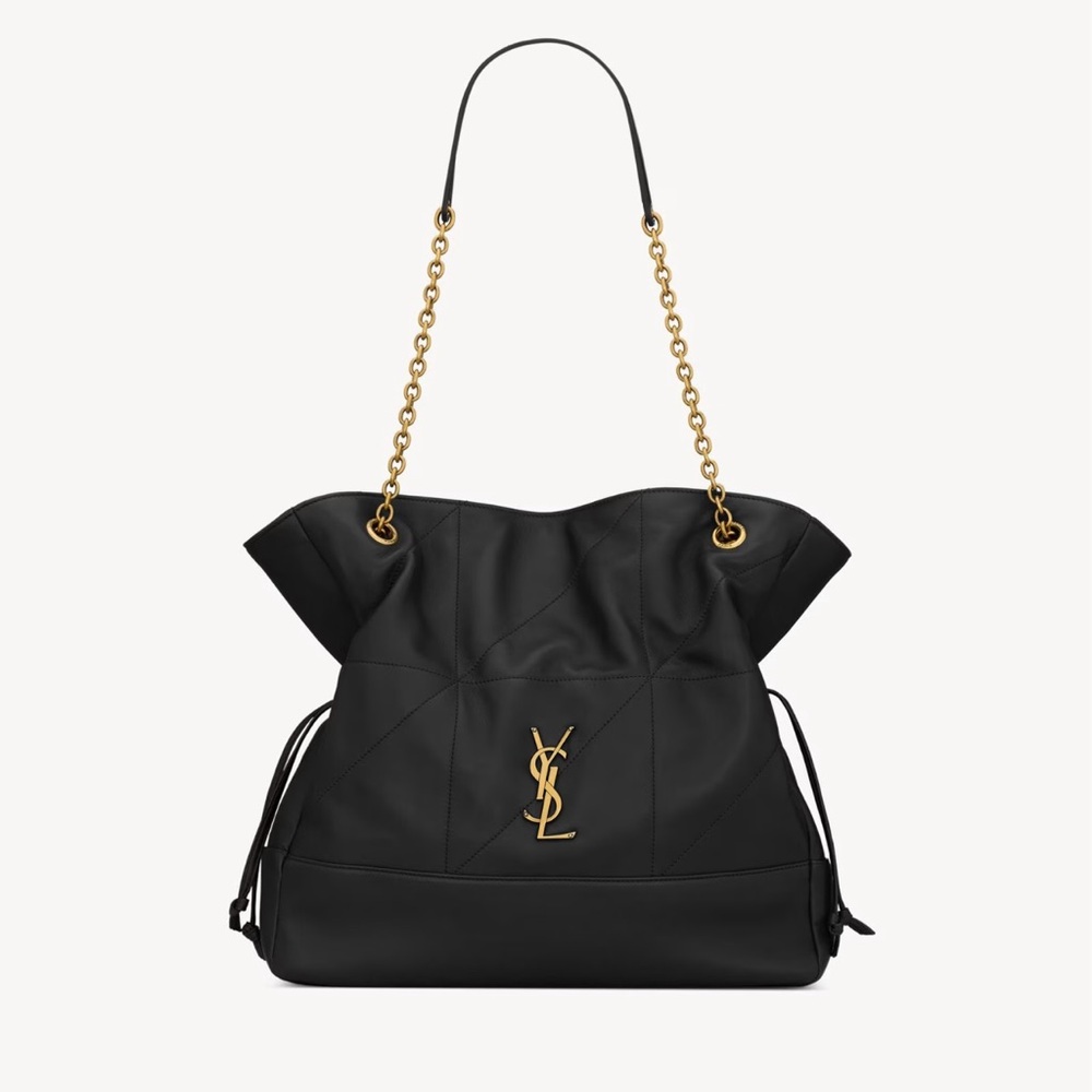 Saint Laurent Jamie Shopping Black Tote with Gold Accents